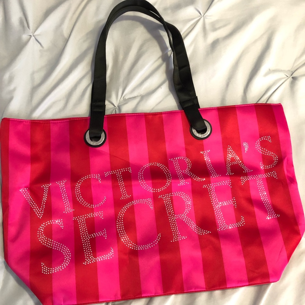 Victoria’s Secret Large stripes travel tote pink